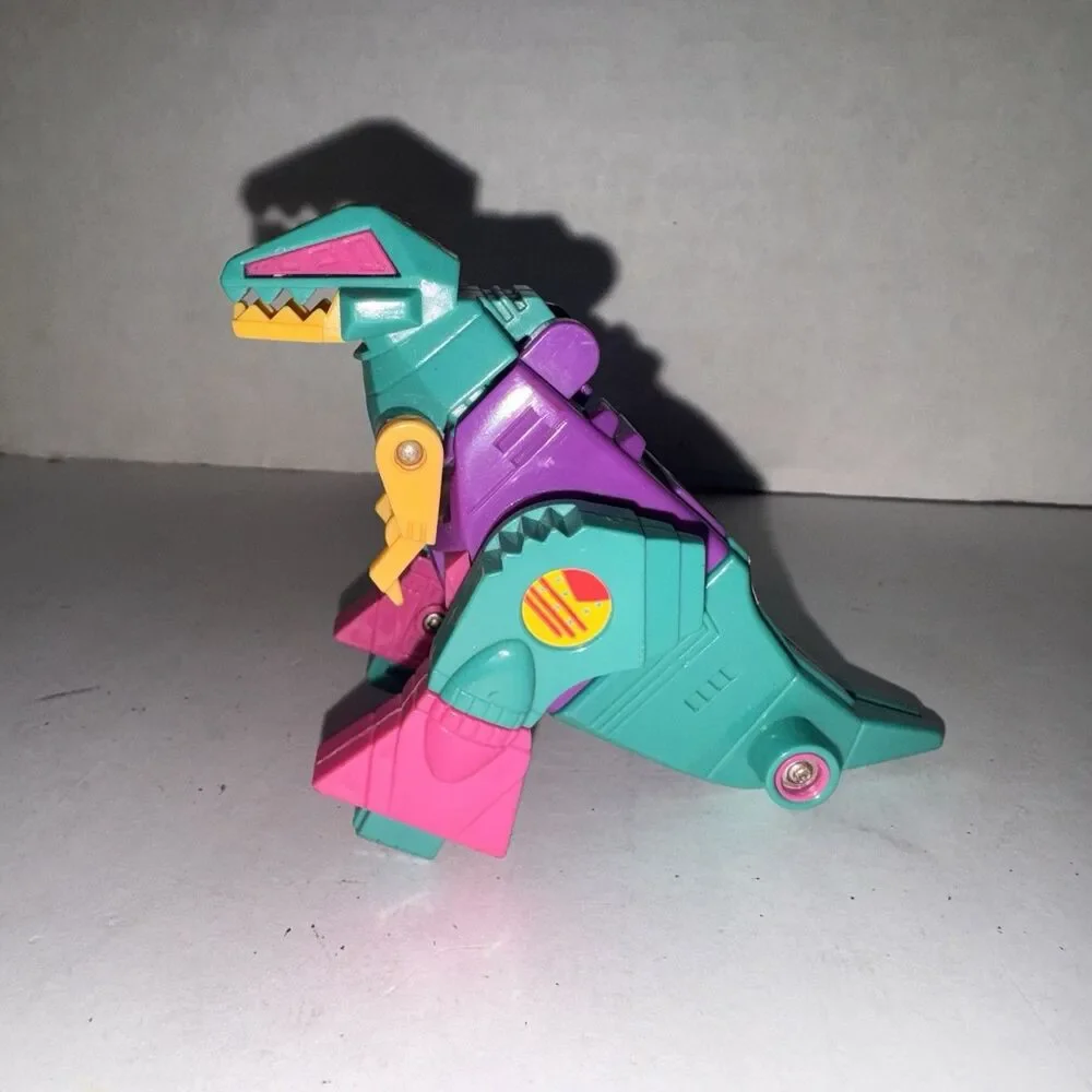 Vintage DinoTron Rextron & Stegotron Transforming Dinosaur Robot Toy Lot